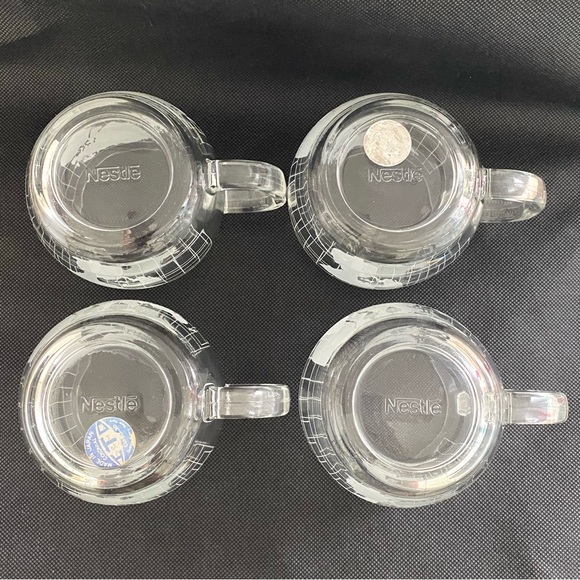 Vintage 70s Nestle Coffee Mugs Etched World Map, Set of 4 (B4) - Picture 4 of 6